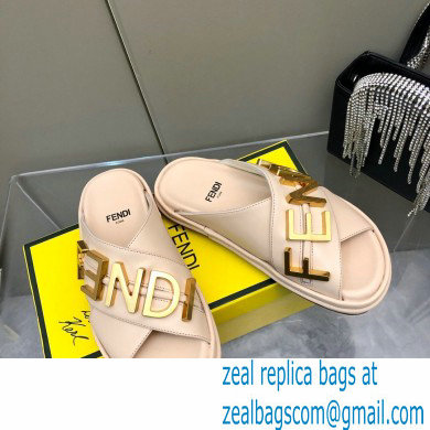 Fendi Fendigraphy Leather Slides Pink 2022 - Click Image to Close