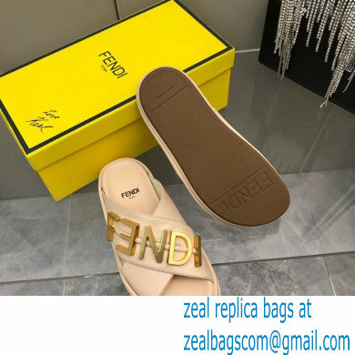 Fendi Fendigraphy Leather Slides Pink 2022 - Click Image to Close