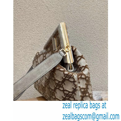 Fendi First Medium Suede Bag Gray with Karligraphy Embroidery 2022 - Click Image to Close