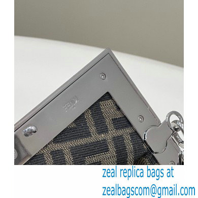 Fendi First Small Leather Bag Gray with silver and light brown inlay 2022