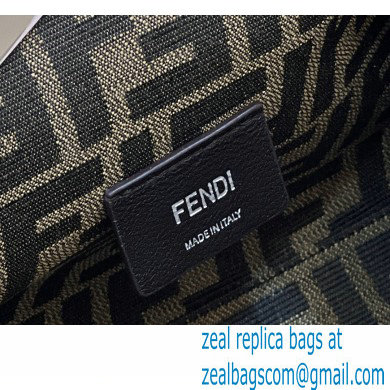 Fendi First Small Leather Bag Gray with silver and light brown inlay 2022