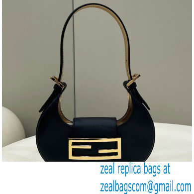 Fendi leather Cookie Mini Hobo Bag Black 2022