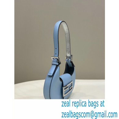 Fendi leather Cookie Mini Hobo Bag Light Blue 2022