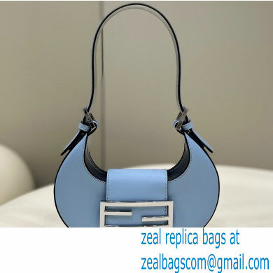 Fendi leather Cookie Mini Hobo Bag Light Blue 2022 - Click Image to Close