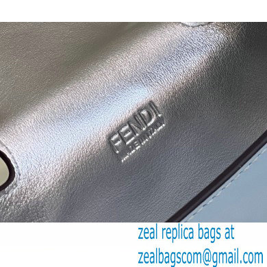 Fendi leather Cookie Mini Hobo Bag Light Blue 2022