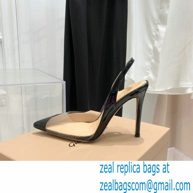 Gianvito Rossi Heel 10.5cm PLEXI PVC and Patent leather Slingback Pumps Black 2022