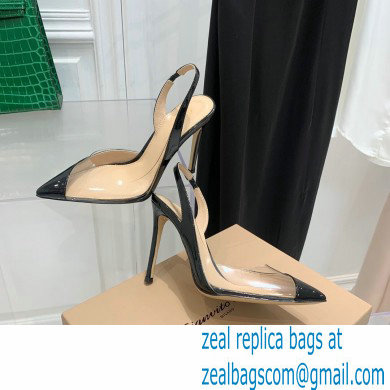 Gianvito Rossi Heel 10.5cm PLEXI PVC and Patent leather Slingback Pumps Black 2022