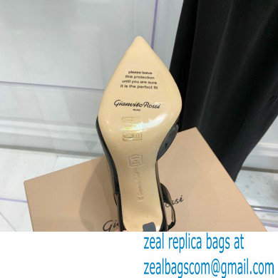 Gianvito Rossi Heel 10.5cm PLEXI PVC and Patent leather Slingback Pumps Black 2022