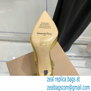 Gianvito Rossi Heel 10.5cm PLEXI PVC and Patent leather Slingback Pumps Gold 2022