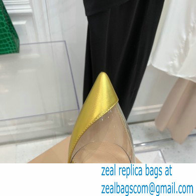 Gianvito Rossi Heel 10.5cm PLEXI PVC and Patent leather Slingback Pumps Gold 2022