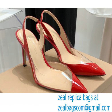 Gianvito Rossi Heel 10.5cm PLEXI PVC and Patent leather Slingback Pumps Red 2022