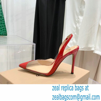 Gianvito Rossi Heel 10.5cm PLEXI PVC and Patent leather Slingback Pumps Red 2022