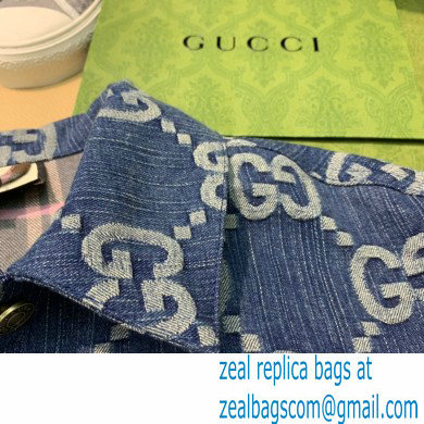 Gucci Blue and ivory jumbo GG jacquard denim Pineapple vest 2022 - Click Image to Close