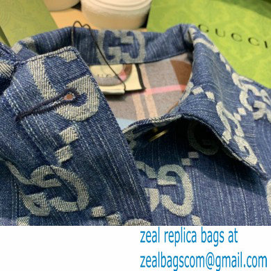 Gucci Blue and ivory jumbo GG jacquard denim Pineapple vest 2022 - Click Image to Close