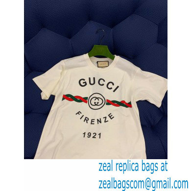 Gucci Cotton jersey 'Gucci Firenze 1921' T-shirt white 2022 - Click Image to Close
