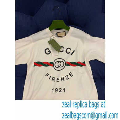 Gucci Cotton jersey 'Gucci Firenze 1921' T-shirt white 2022 - Click Image to Close