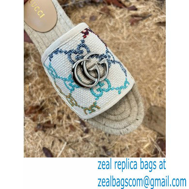 Gucci Multicolor GG Linen Canvas Espadrilles Slides 2022