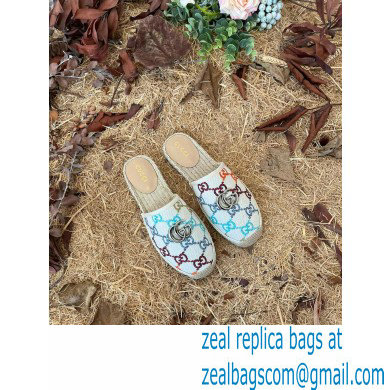 Gucci Multicolor GG Linen Canvas Espadrilles Slippers 2022