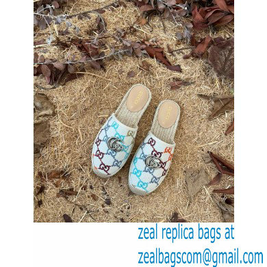 Gucci Multicolor GG Linen Canvas Espadrilles Slippers 2022