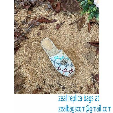 Gucci Multicolor GG Linen Canvas Espadrilles Slippers 2022
