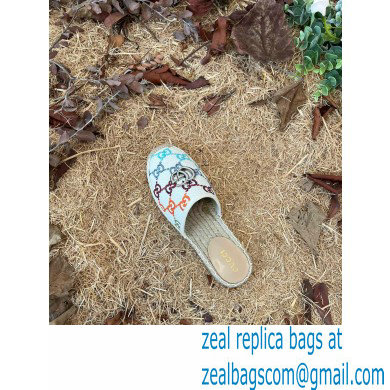 Gucci Multicolor GG Linen Canvas Espadrilles Slippers 2022