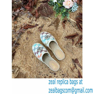 Gucci Multicolor GG Linen Canvas Espadrilles Slippers 2022