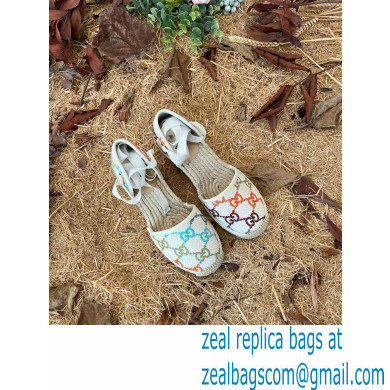 Gucci Multicolor GG Linen Canvas Platform 10cm Espadrilles 2022