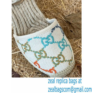 Gucci Multicolor GG Linen Canvas Platform 10cm Espadrilles 2022