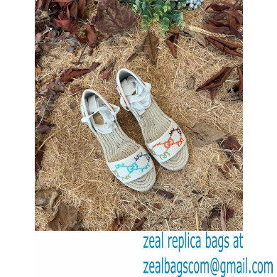 Gucci Multicolor GG Linen Canvas Platform 10cm Espadrilles Sandals 2022