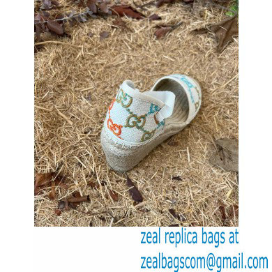 Gucci Multicolor GG Linen Canvas Platform 10cm Espadrilles Sandals 2022