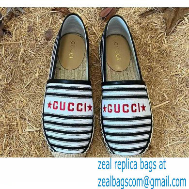 Gucci Star Stripe print Cotton Canvas Espadrilles Black 2022