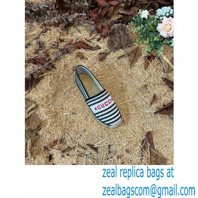 Gucci Star Stripe print Cotton Canvas Espadrilles Black 2022 - Click Image to Close