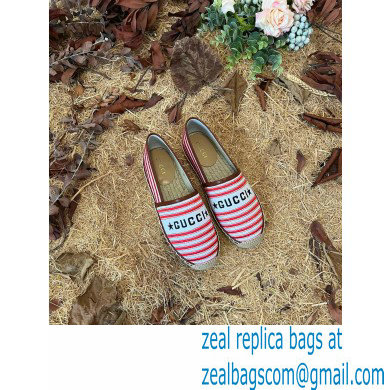 Gucci Star Stripe print Cotton Canvas Espadrilles Red 2022