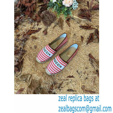 Gucci Star Stripe print Cotton Canvas Espadrilles Red 2022