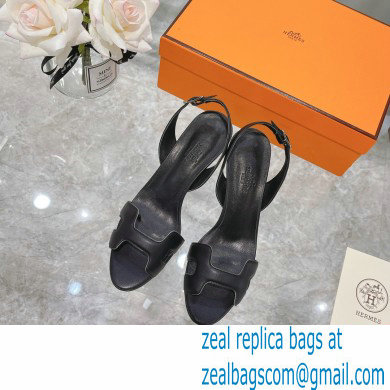 HERMES 7CM Eternite SANDALS IN BOX LEATHER BLACK - Click Image to Close