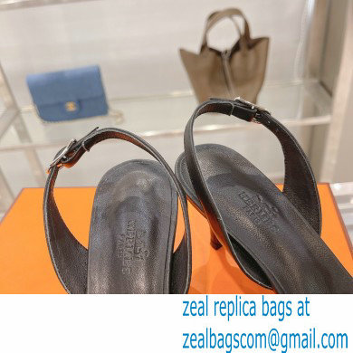 HERMES 7CM Eternite SANDALS IN BOX LEATHER BLACK