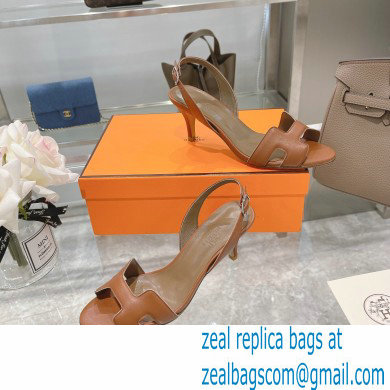 HERMES 7CM Eternite SANDALS IN BOX LEATHER TAN