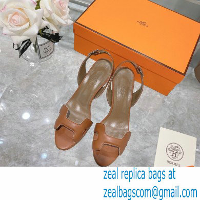 HERMES 7CM Eternite SANDALS IN BOX LEATHER TAN