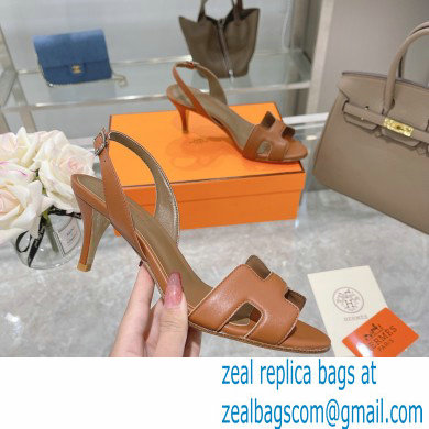 HERMES 7CM Eternite SANDALS IN BOX LEATHER TAN