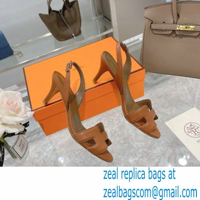 HERMES 7CM Eternite SANDALS IN BOX LEATHER TAN