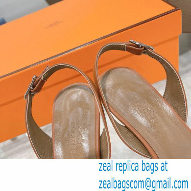 HERMES 7CM Eternite SANDALS IN BOX LEATHER TAN