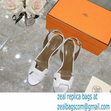 HERMES 7CM Eternite SANDALS IN BOX LEATHER WHITE