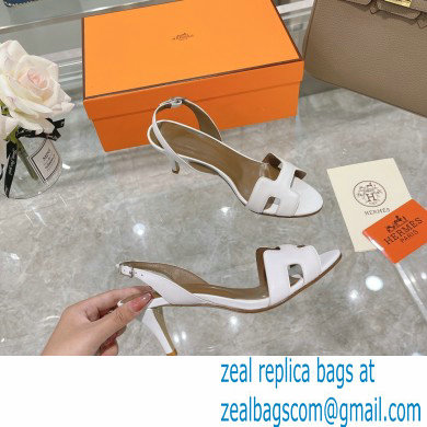 HERMES 7CM Eternite SANDALS IN BOX LEATHER WHITE