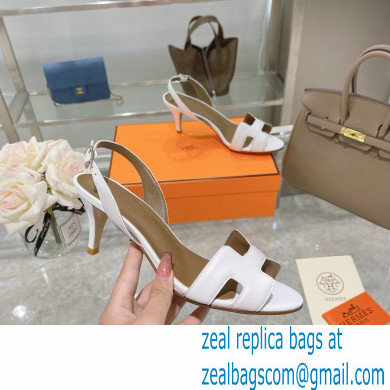 HERMES 7CM Eternite SANDALS IN BOX LEATHER WHITE