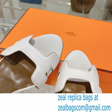 HERMES 7CM Eternite SANDALS IN BOX LEATHER WHITE