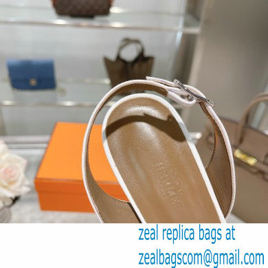 HERMES 7CM Eternite SANDALS IN BOX LEATHER WHITE