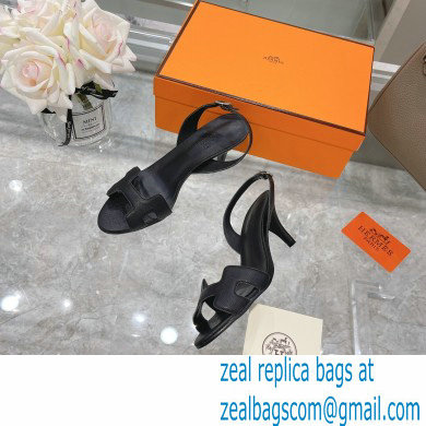 HERMES 7CM Eternite SANDALS IN EPSOM LEATHER BLACK