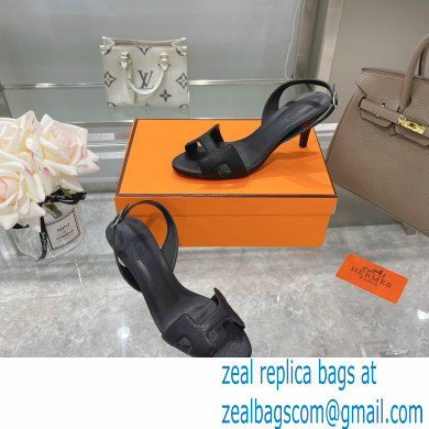 HERMES 7CM Eternite SANDALS IN EPSOM LEATHER BLACK