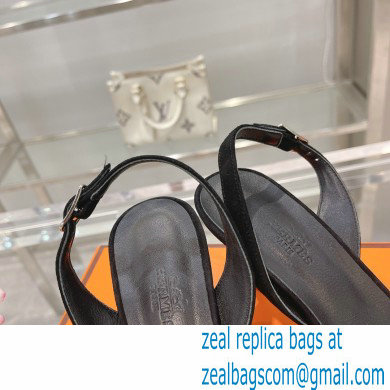 HERMES 7CM Eternite SANDALS IN EPSOM LEATHER black crystals