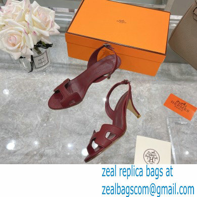 HERMES 7CM Eternite SANDALS IN EPSOM LEATHER burgundy - Click Image to Close